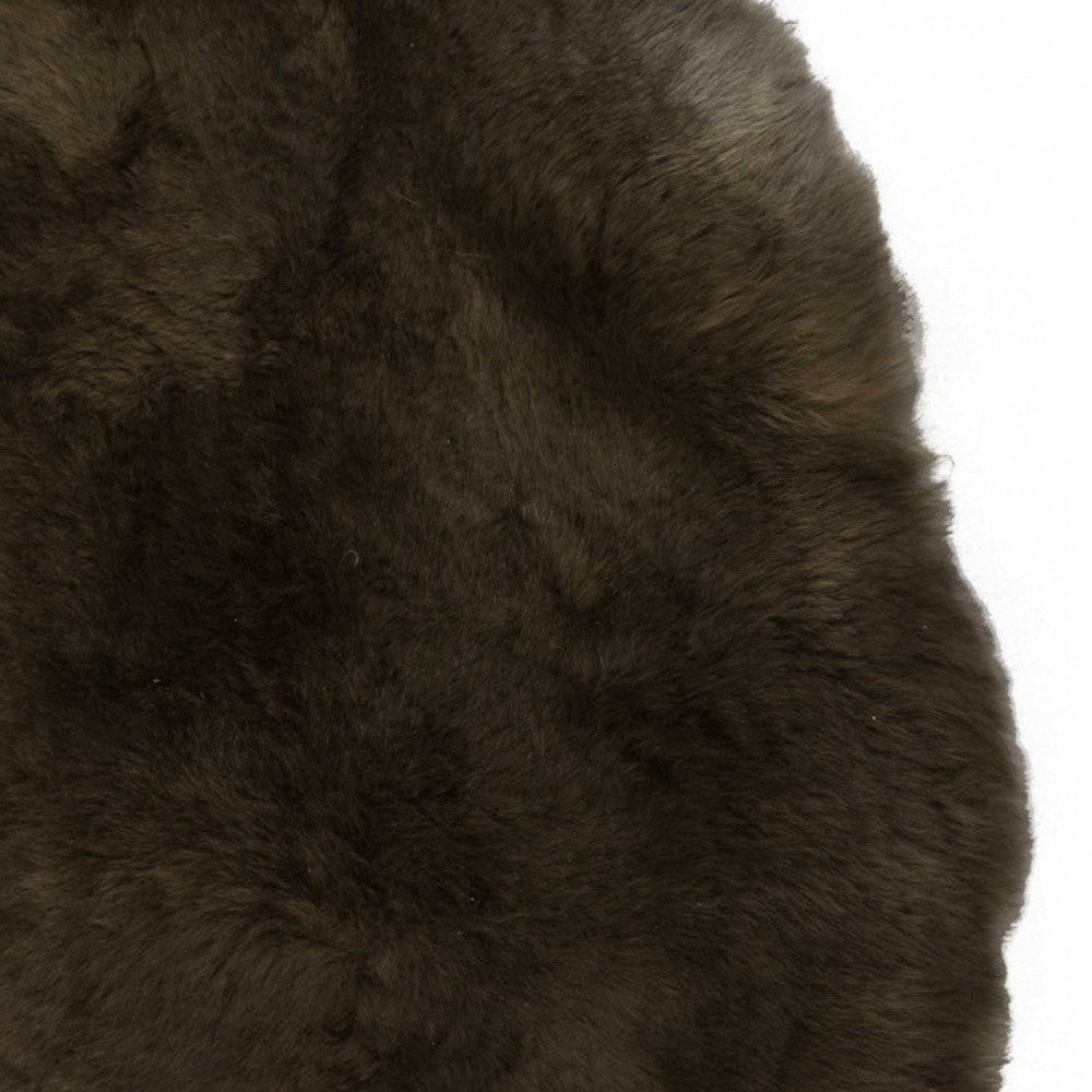 2' X 3' Green And Black Genuine Sheepskin Shag Area Rug-Area Rugs-DECOROLALA