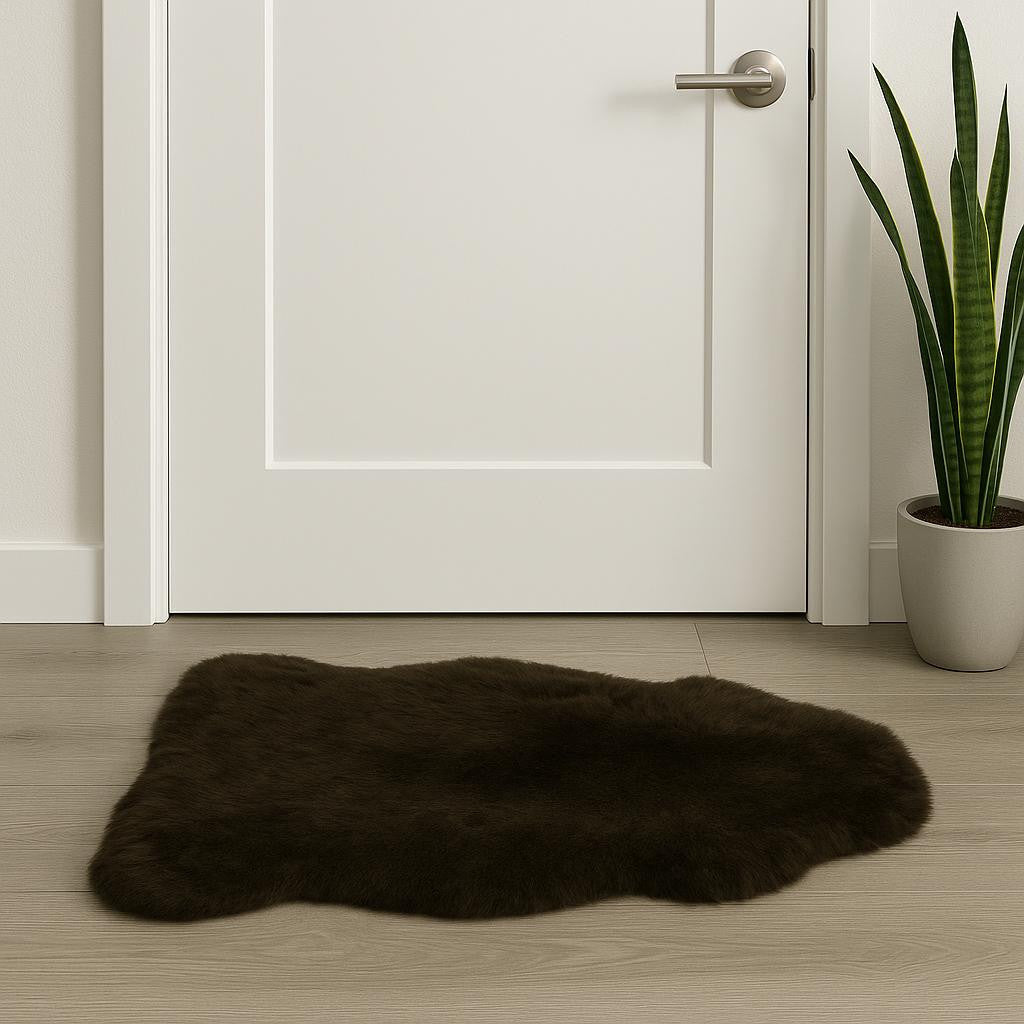 2' X 3' Green And Black Genuine Sheepskin Shag Area Rug-Area Rugs-DECOROLALA