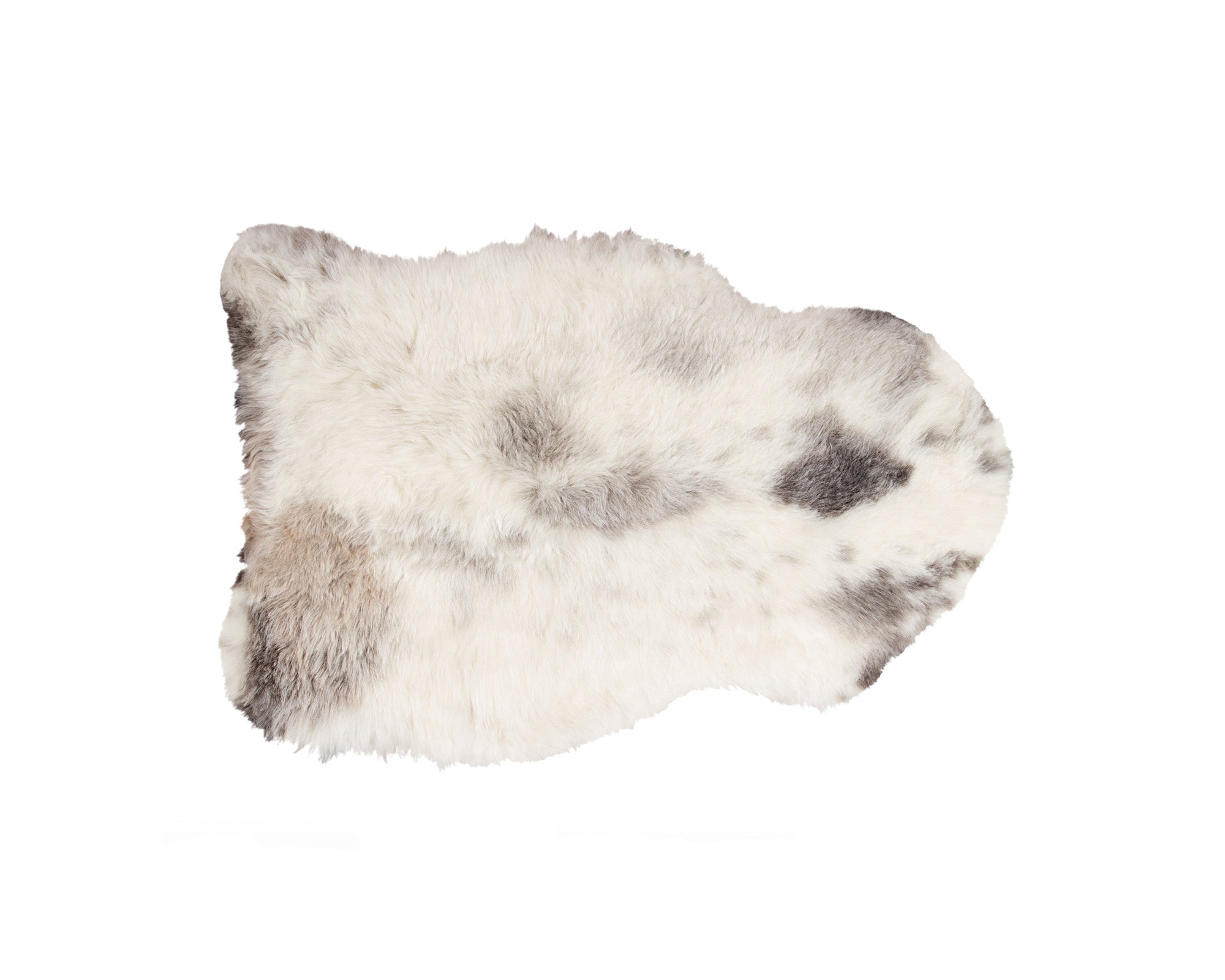 2' X 3' Ivory Black and Gray Spotted Shag Sheepskin Area Rug-Area Rugs-DECOROLALA