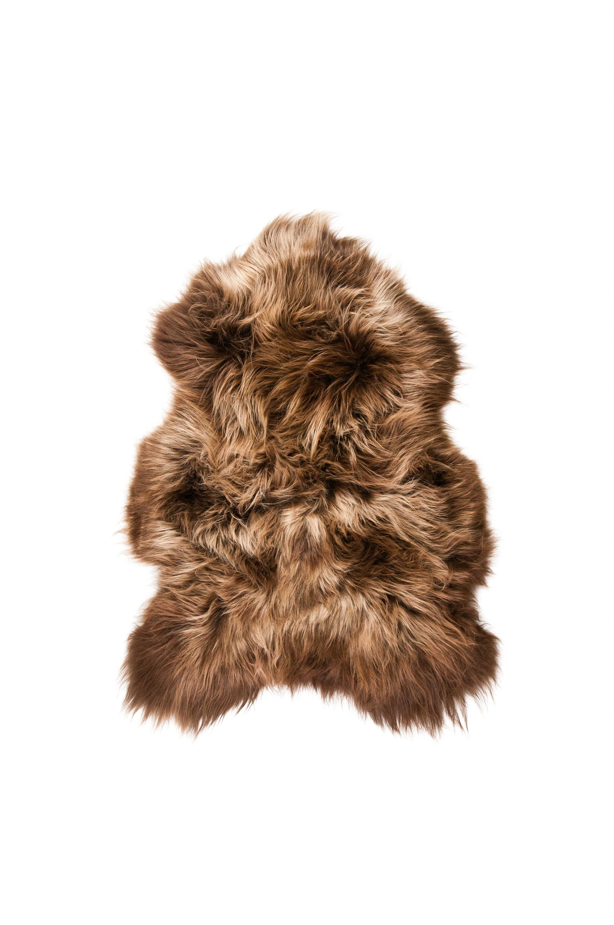 2' X 3' Light Brown And Brown Genuine Sheepskin Animal Print Shag Area Rug-Area Rugs-DECOROLALA