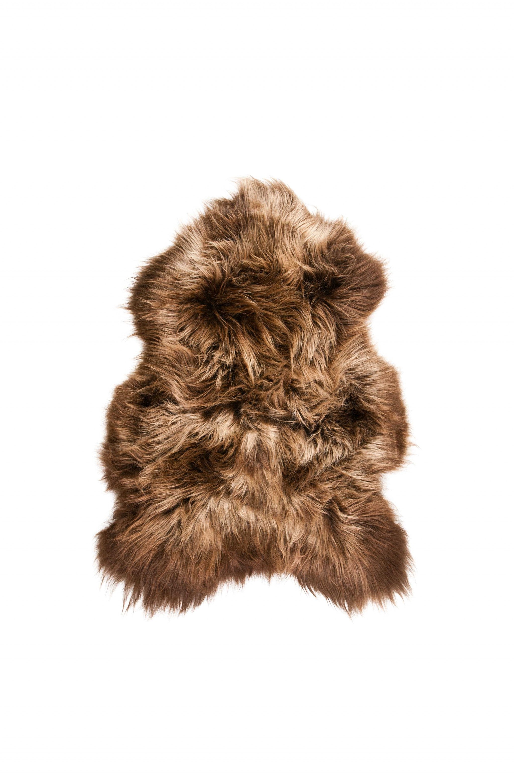 2' X 3' Light Brown And Brown Genuine Sheepskin Animal Print Shag Area Rug-Area Rugs-DECOROLALA