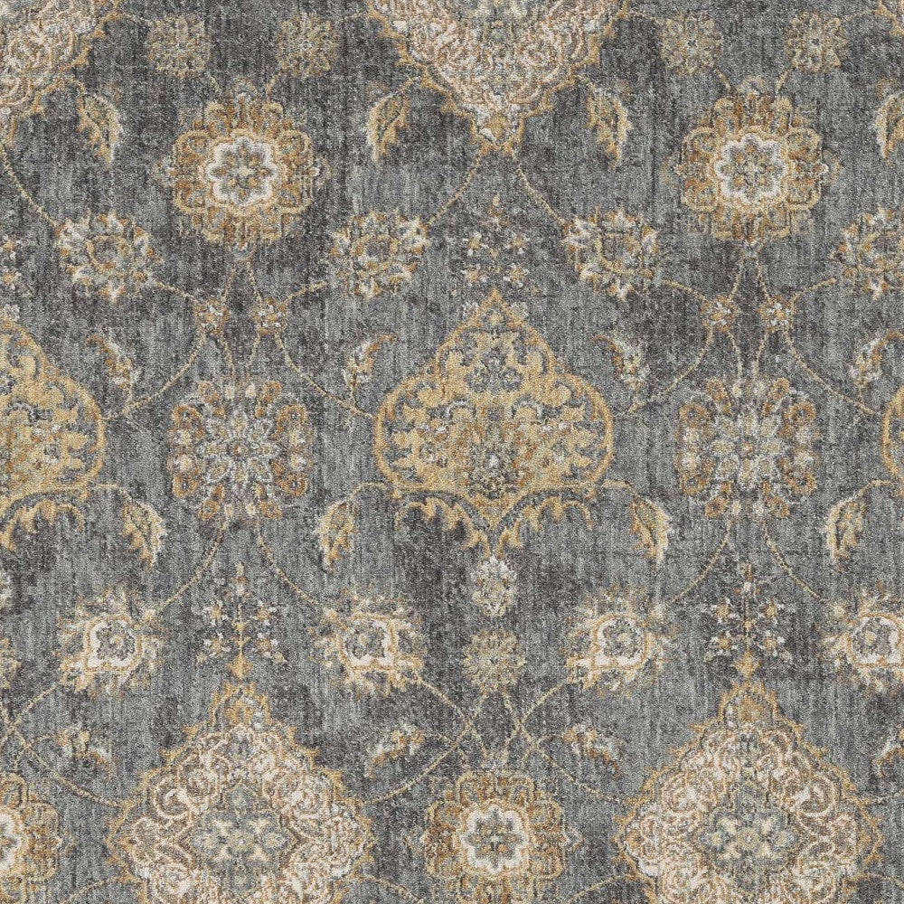 2' X 3' Sage And Slate Gray Wool Floral Medallion Area Rug-Area Rugs-DECOROLALA