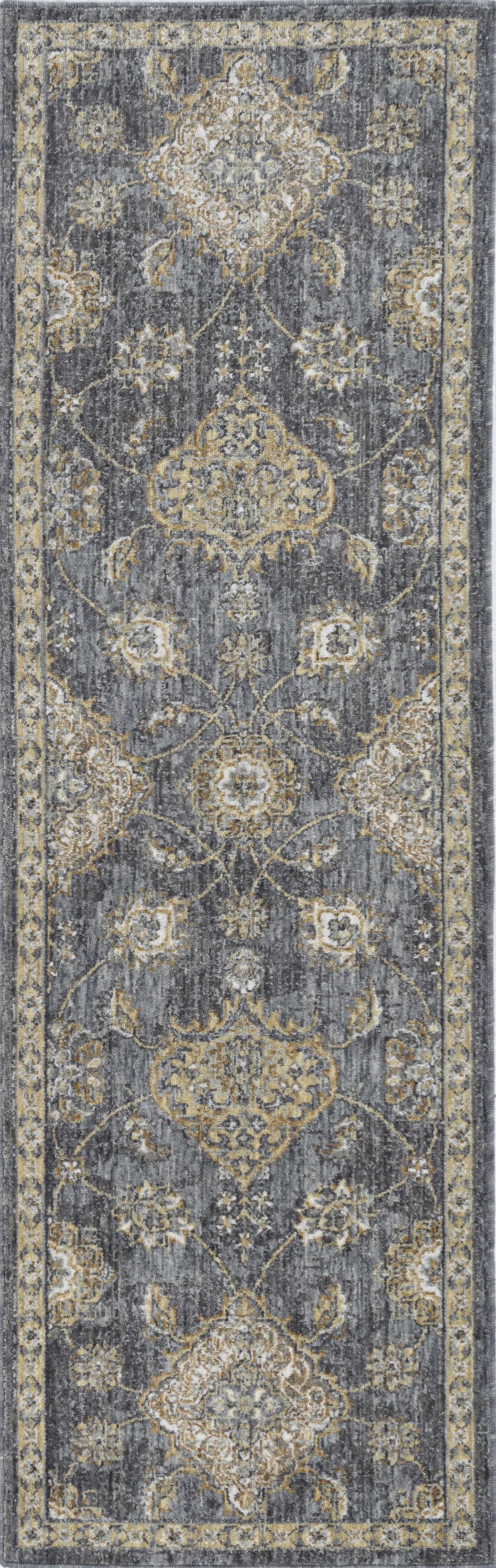 2' X 3' Sage And Slate Gray Wool Floral Medallion Area Rug-Area Rugs-DECOROLALA