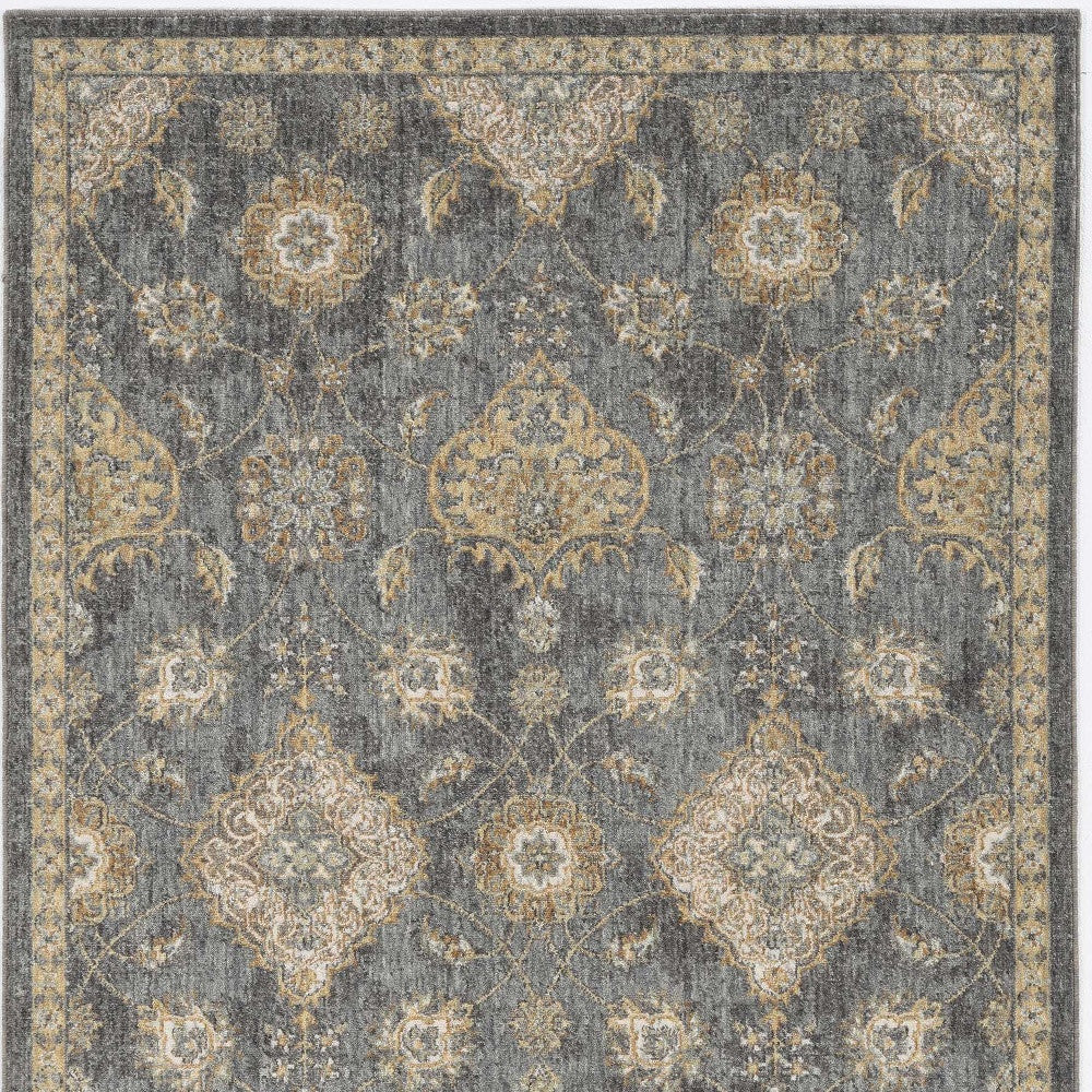 2' X 3' Sage And Slate Gray Wool Floral Medallion Area Rug-Area Rugs-DECOROLALA