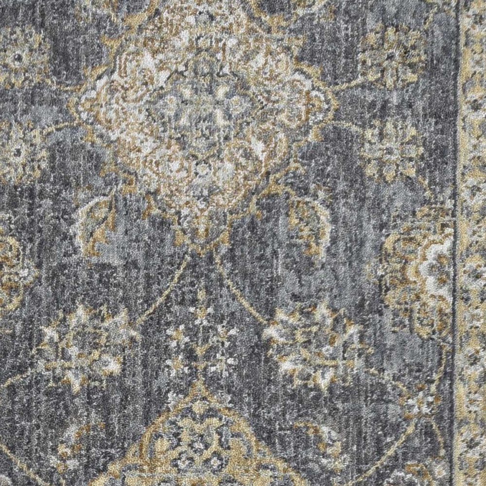 2' X 3' Sage And Slate Gray Wool Floral Medallion Area Rug-Area Rugs-DECOROLALA