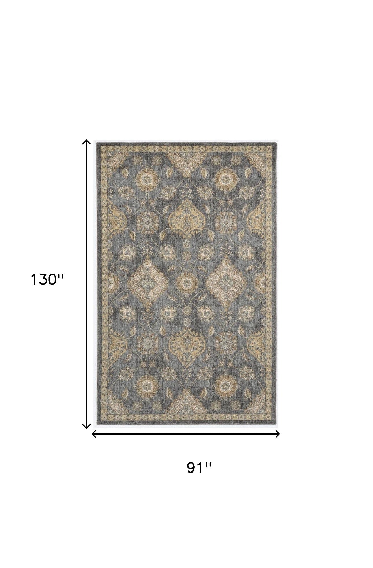 2' X 3' Sage And Slate Gray Wool Floral Medallion Area Rug-Area Rugs-DECOROLALA