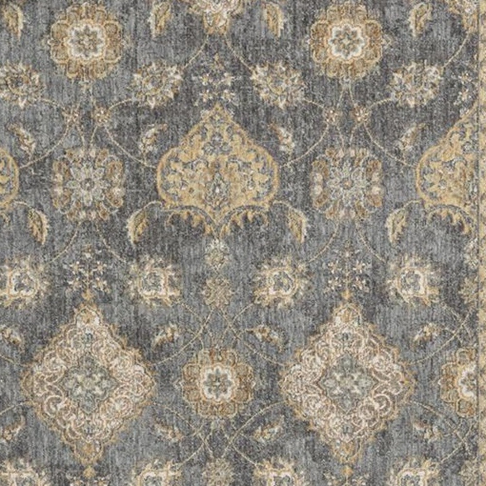 2' X 3' Sage And Slate Gray Wool Floral Medallion Area Rug-Area Rugs-DECOROLALA