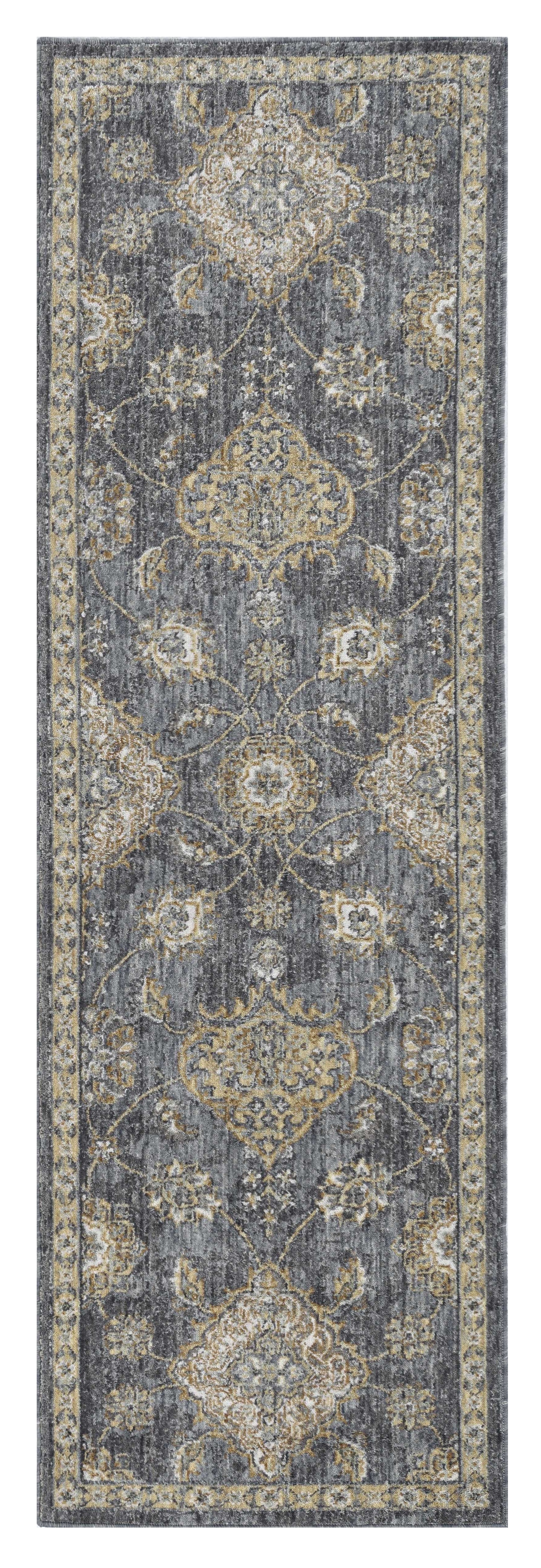 2' X 3' Sage And Slate Gray Wool Floral Medallion Area Rug-Area Rugs-DECOROLALA