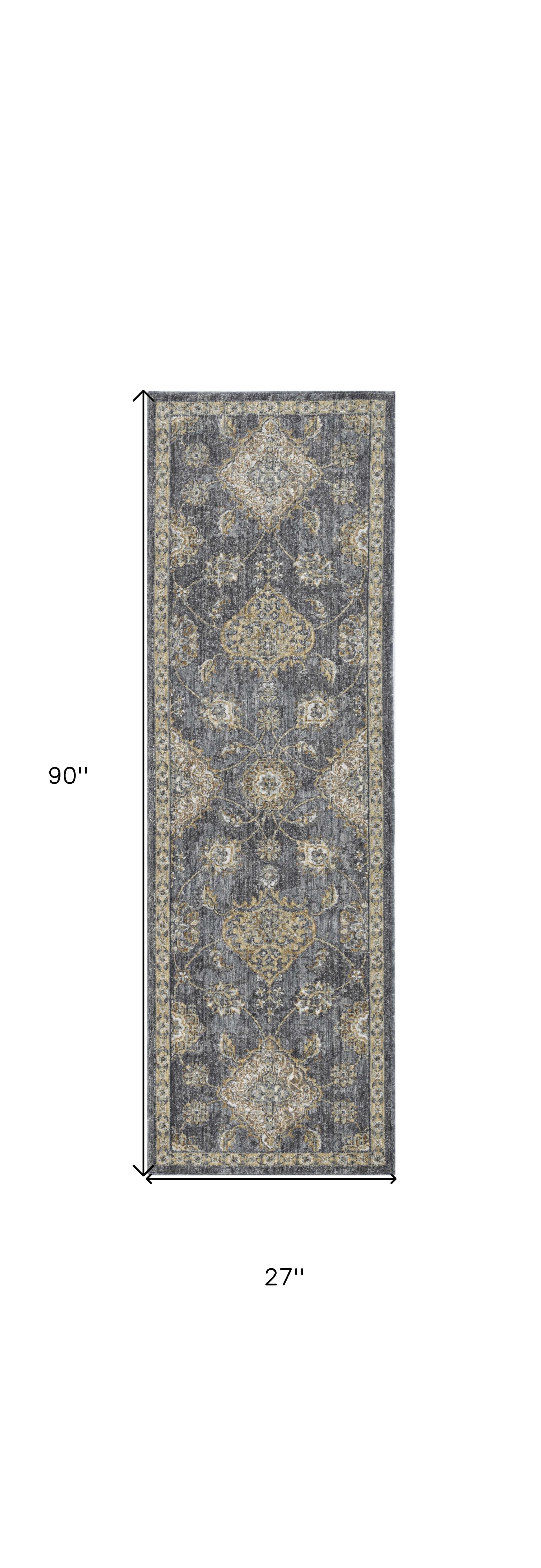 2' X 3' Sage And Slate Gray Wool Floral Medallion Area Rug-Area Rugs-DECOROLALA
