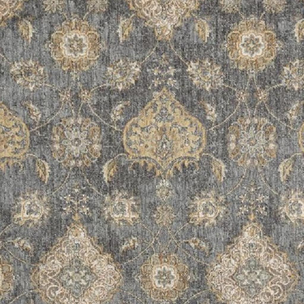 2' X 3' Sage And Slate Gray Wool Floral Medallion Area Rug-Area Rugs-DECOROLALA