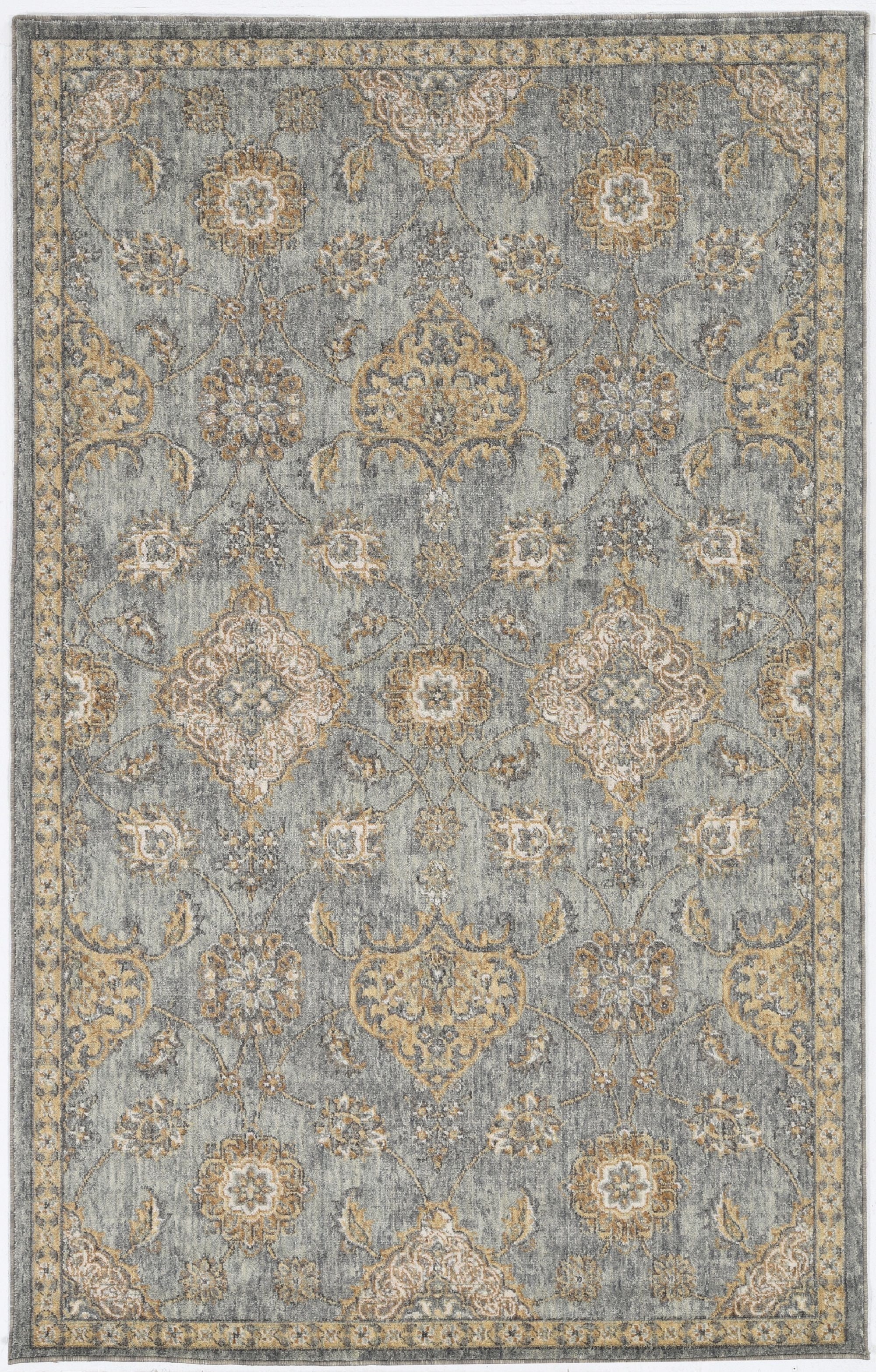 2' X 3' Sage Orange And Gray Wool Floral Distressed Area Rug-Area Rugs-DECOROLALA