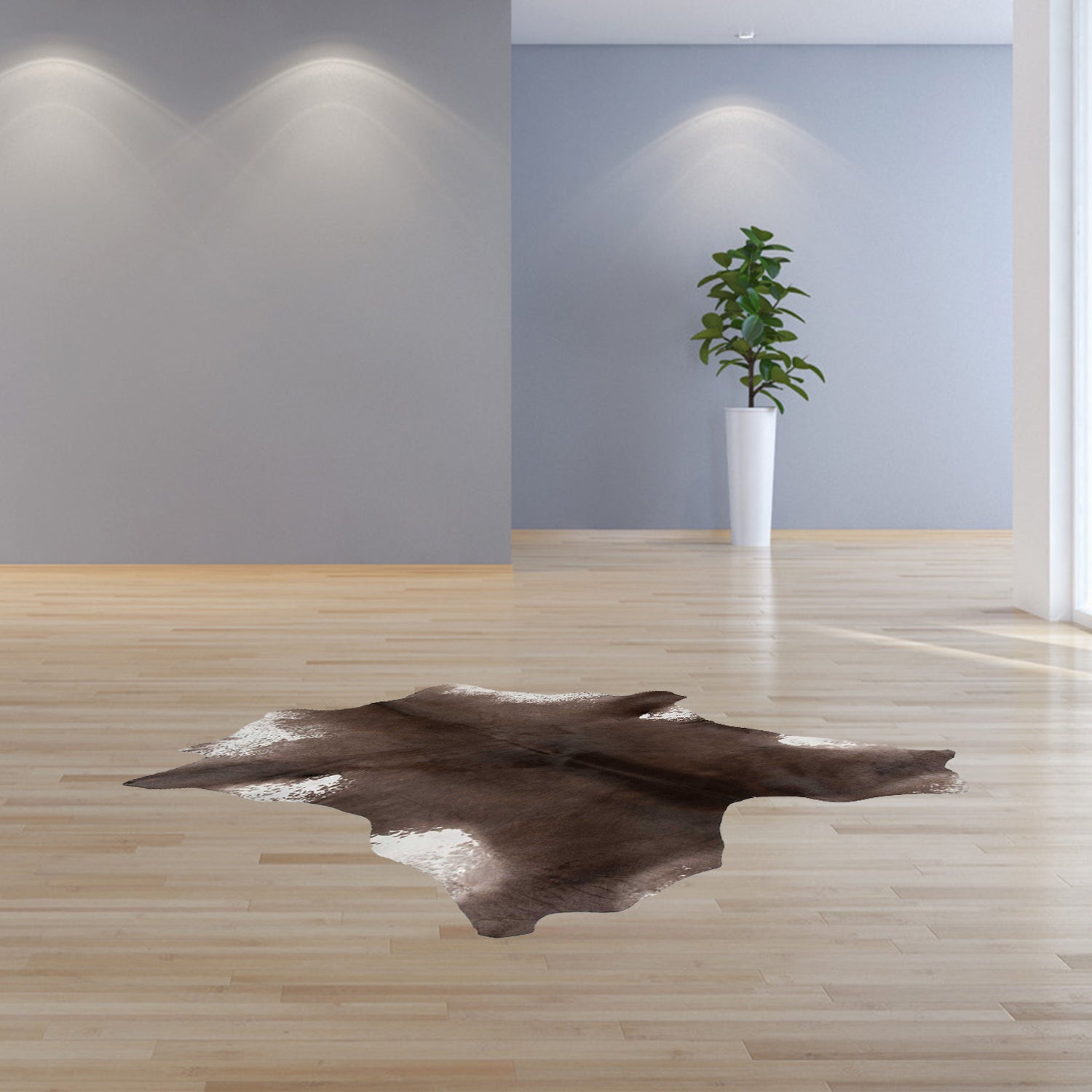 2' X 3' Taupe And White Calfskin - Area Rug-Area Rugs-DECOROLALA