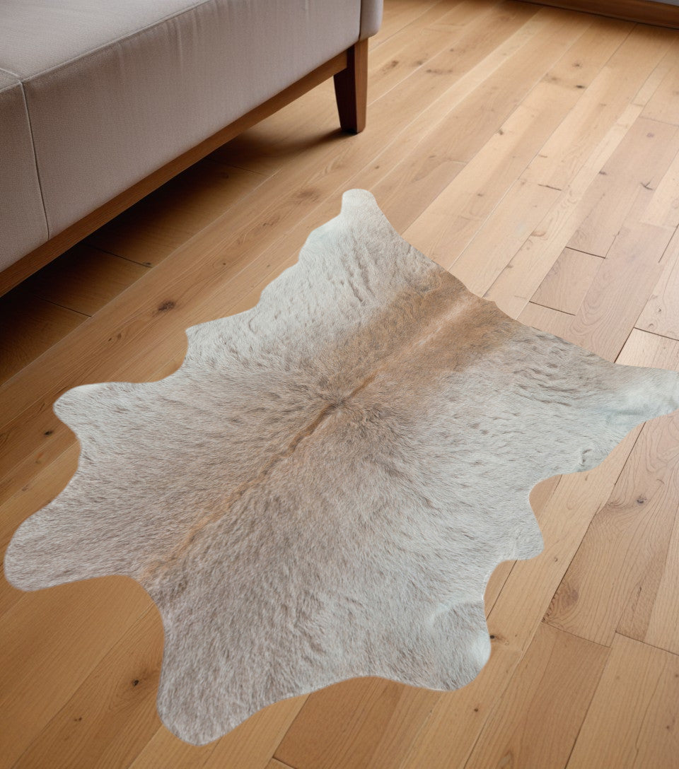 2' X 3' Taupe And White Calfskin - Area Rug-Area Rugs-DECOROLALA