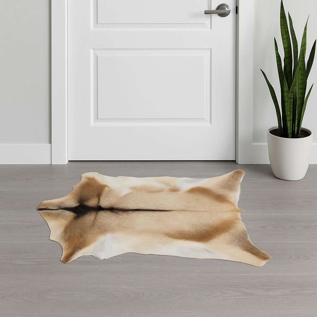 2' X 3' Taupe And White Calfskin - Area Rug-Area Rugs-DECOROLALA