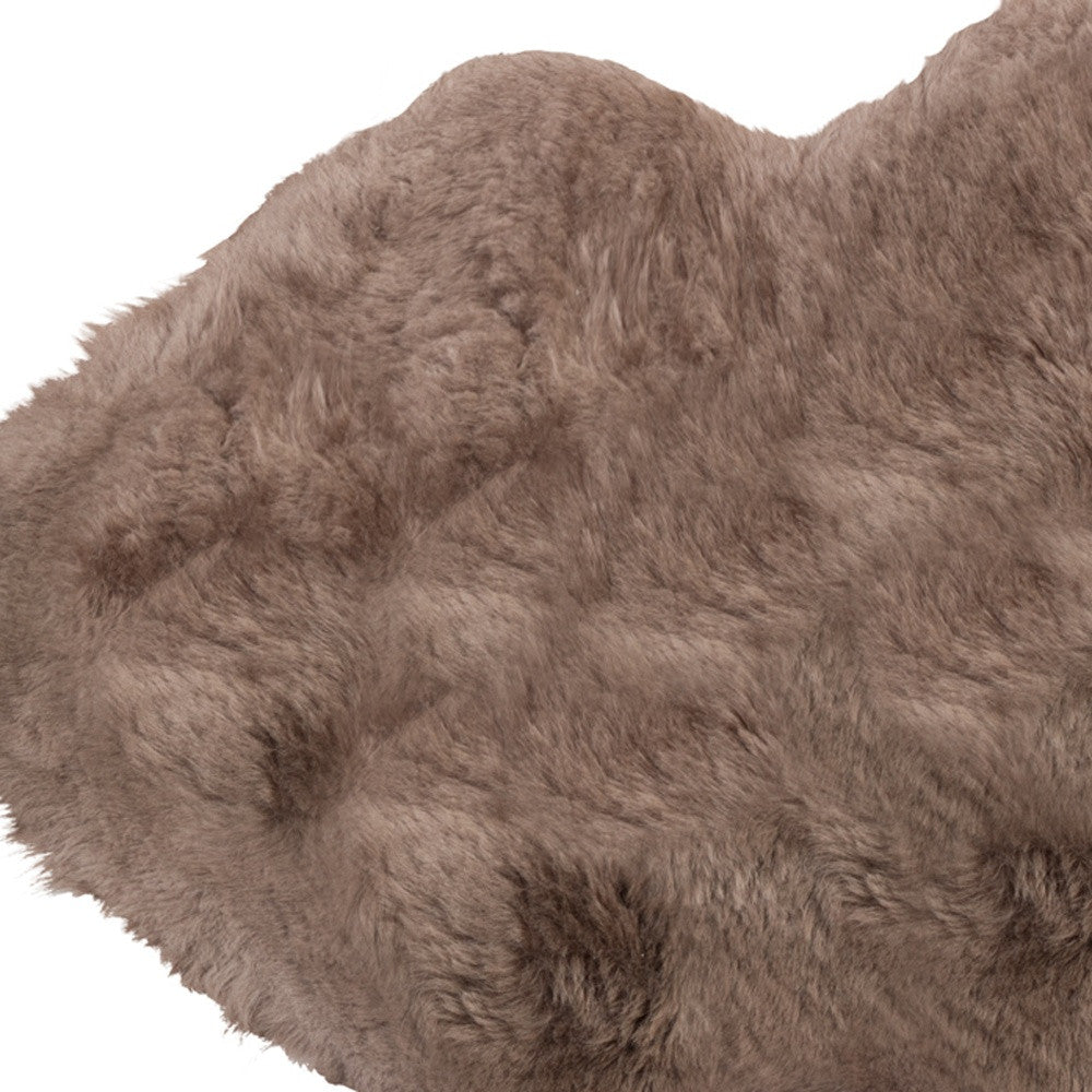 2' X 3' Taupe Genuine Sheepskin Shag Area Rug-Area Rugs-DECOROLALA