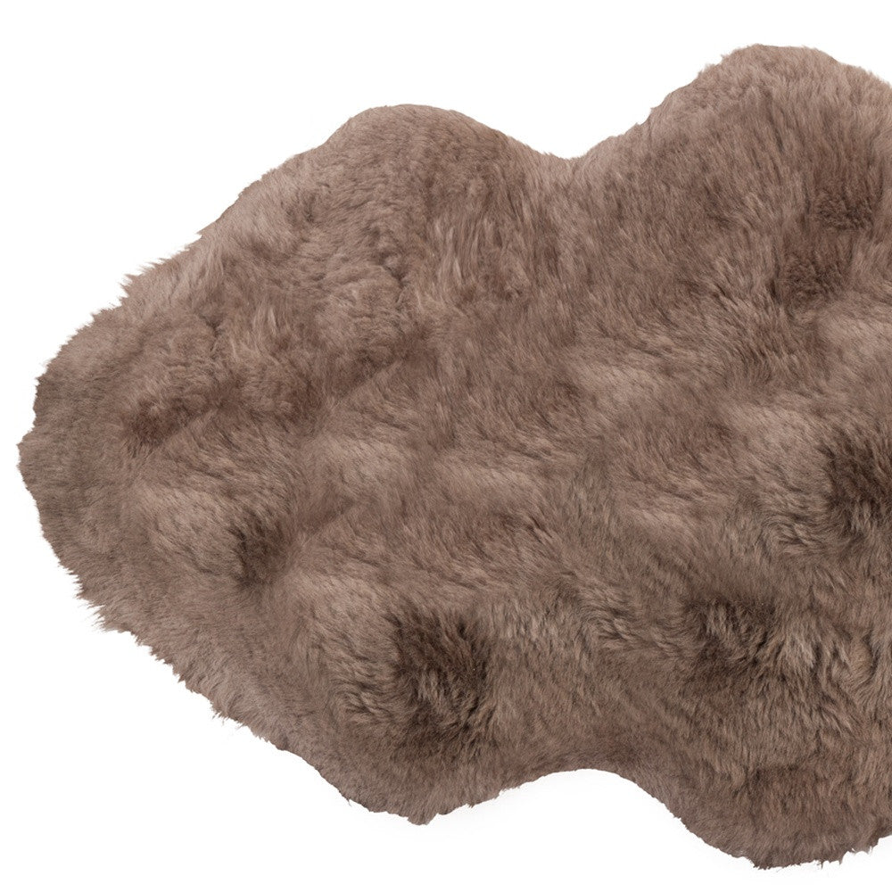 2' X 3' Taupe Genuine Sheepskin Shag Area Rug-Area Rugs-DECOROLALA