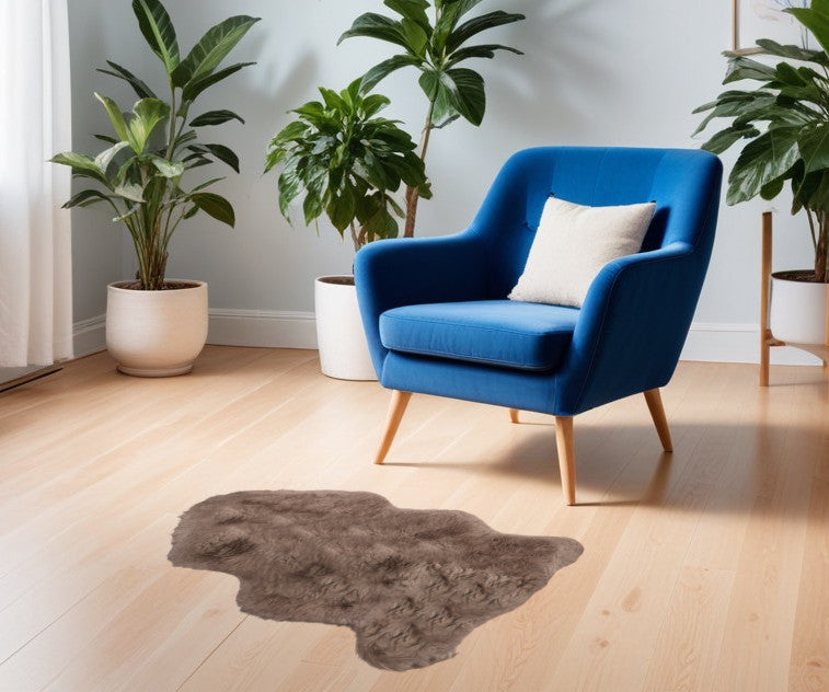 2' X 3' Taupe Genuine Sheepskin Shag Area Rug-Area Rugs-DECOROLALA