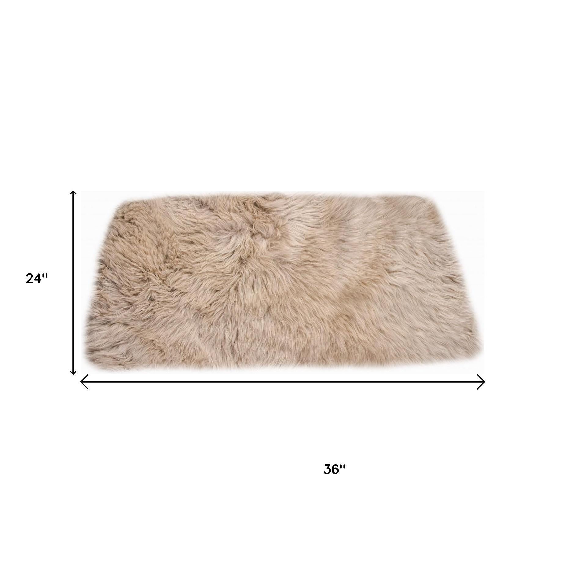 2' X 3' Taupe Sheepskin Area Rug-Area Rugs-DECOROLALA