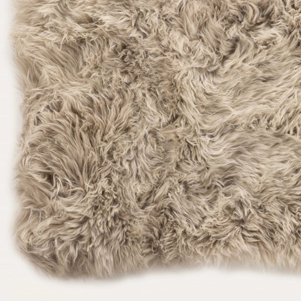 2' X 3' Taupe Sheepskin Area Rug-Area Rugs-DECOROLALA