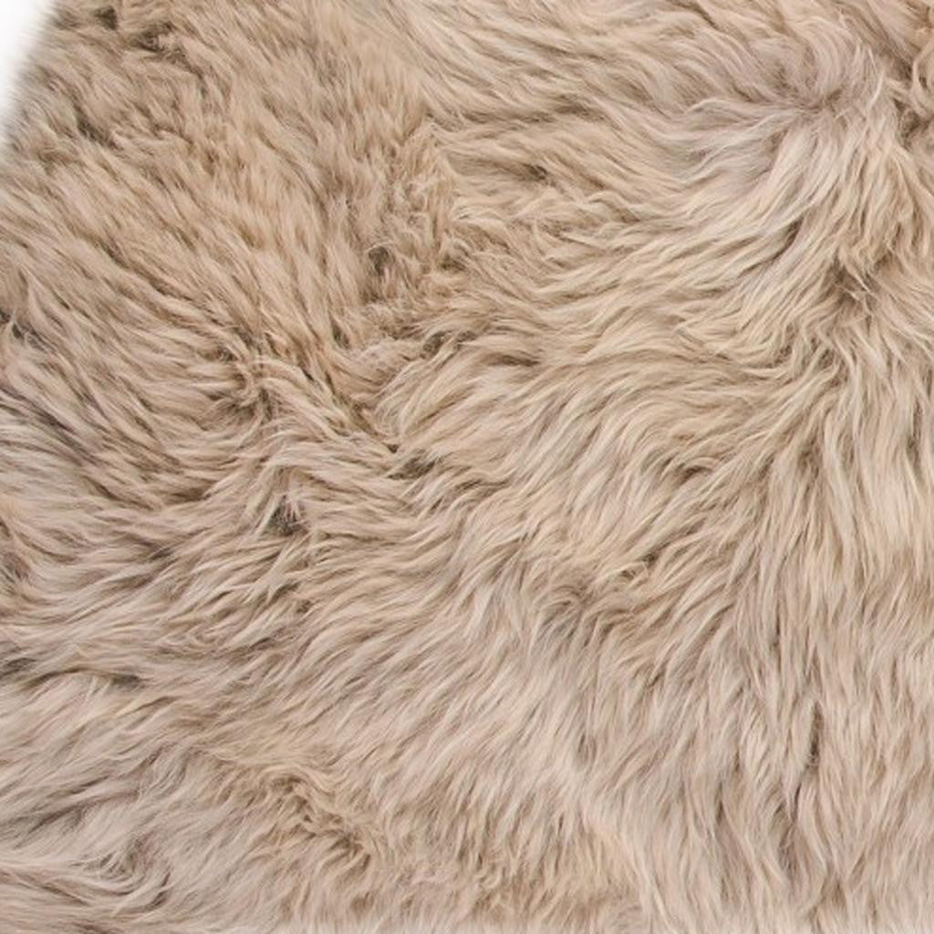 2' X 3' Taupe Sheepskin Area Rug-Area Rugs-DECOROLALA