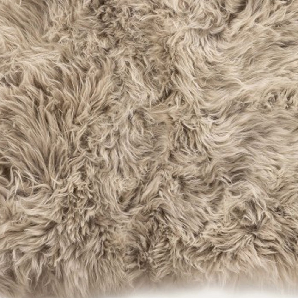 2' X 3' Taupe Sheepskin Area Rug-Area Rugs-DECOROLALA