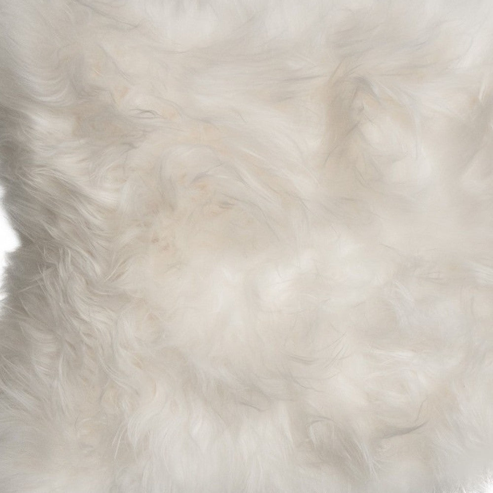 2' X 3' White Natural Wool Long-Haired Sheepskin Area Rug-Area Rugs-DECOROLALA