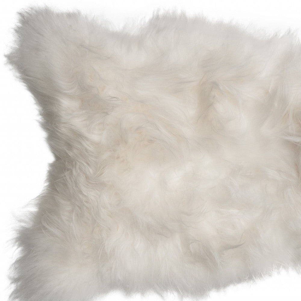 2' X 3' White Natural Wool Long-Haired Sheepskin Area Rug-Area Rugs-DECOROLALA