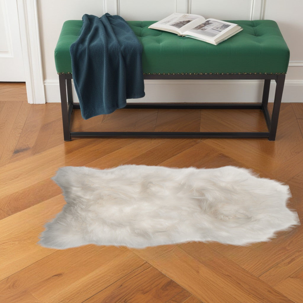 2' X 3' White Natural Wool Long-Haired Sheepskin Area Rug-Area Rugs-DECOROLALA