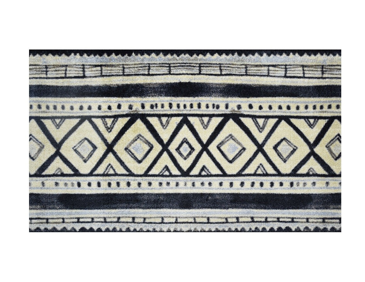 2' X 4' Black and Gray Modern Tribal Washable Floor Mat-Area Rugs-DECOROLALA