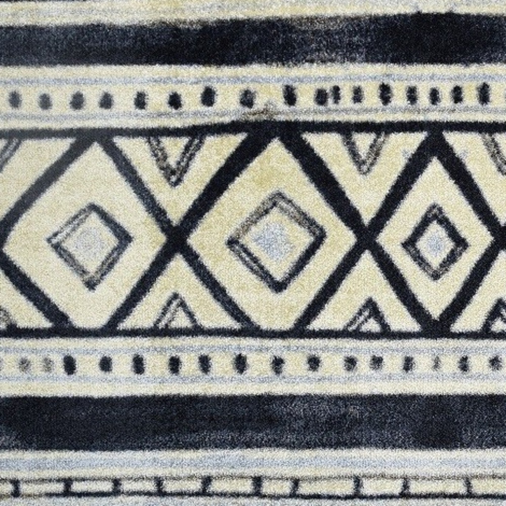 2' X 4' Black and Gray Modern Tribal Washable Floor Mat-Area Rugs-DECOROLALA