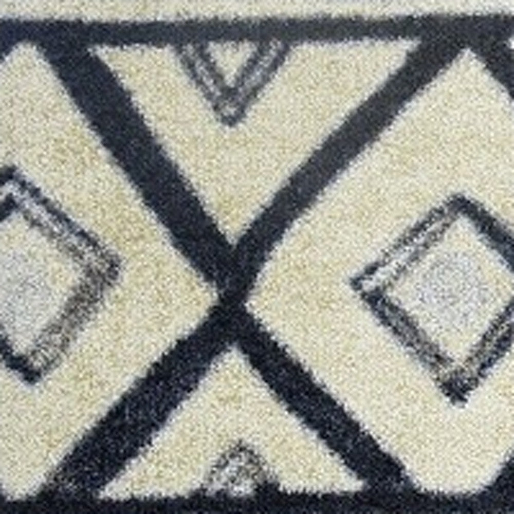 2' X 4' Black and Gray Modern Tribal Washable Floor Mat-Area Rugs-DECOROLALA