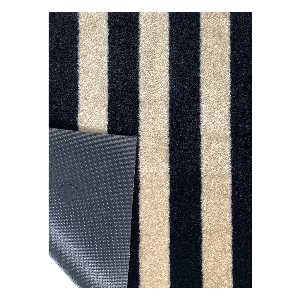 2' X 4' Black and Tan Wide Stripe Washable Floor Mat-Area Rugs-DECOROLALA