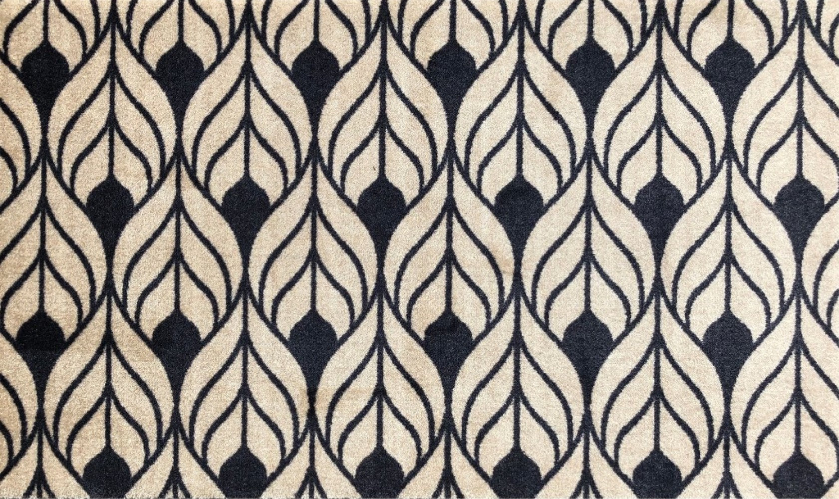 2' X 4' Graphite and Tan Abstract Leaves Washable Floor Mat-Area Rugs-DECOROLALA