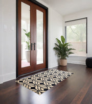 2' X 4' Graphite and Tan Abstract Leaves Washable Floor Mat-Area Rugs-DECOROLALA