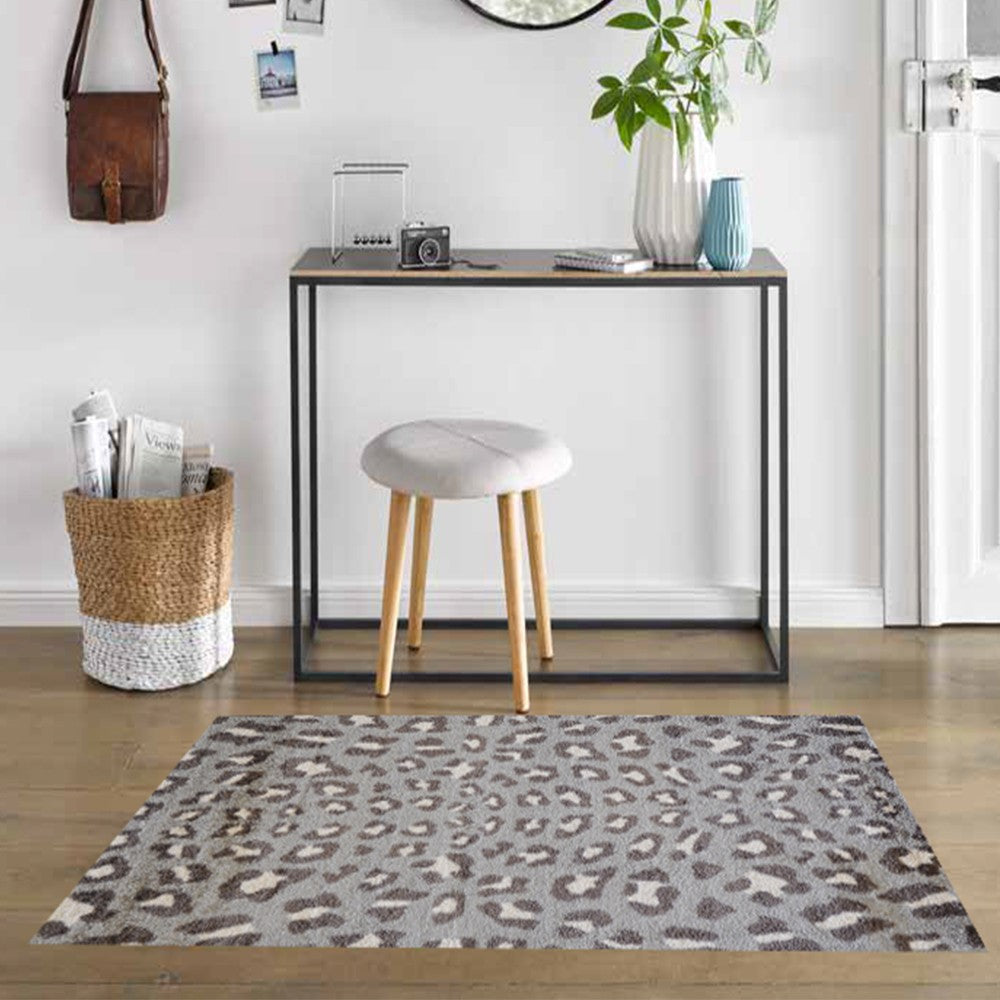 2' X 4' Gray and Brown Cheetah Washable Floor Mat-Area Rugs-DECOROLALA