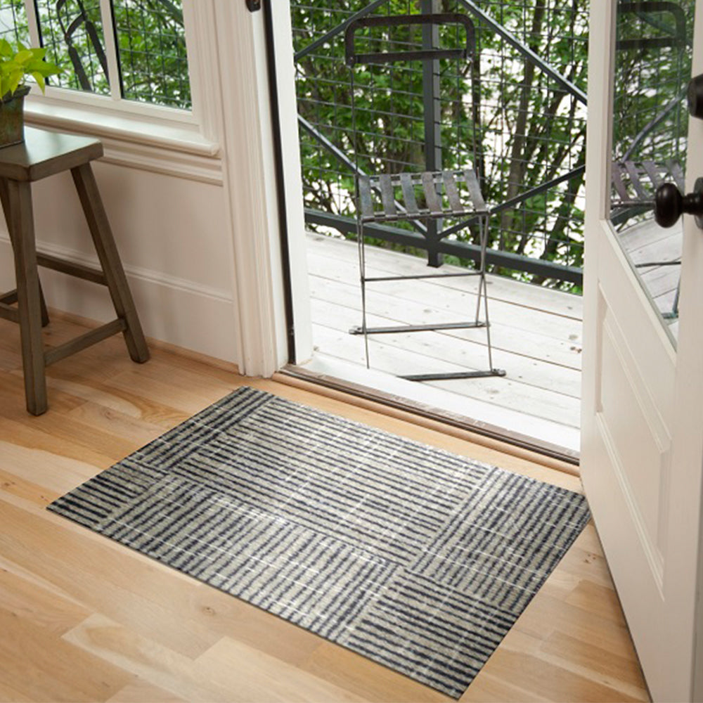 2' X 4' Modern Geo Lines in Squares Washable Floor Mat-Area Rugs-DECOROLALA