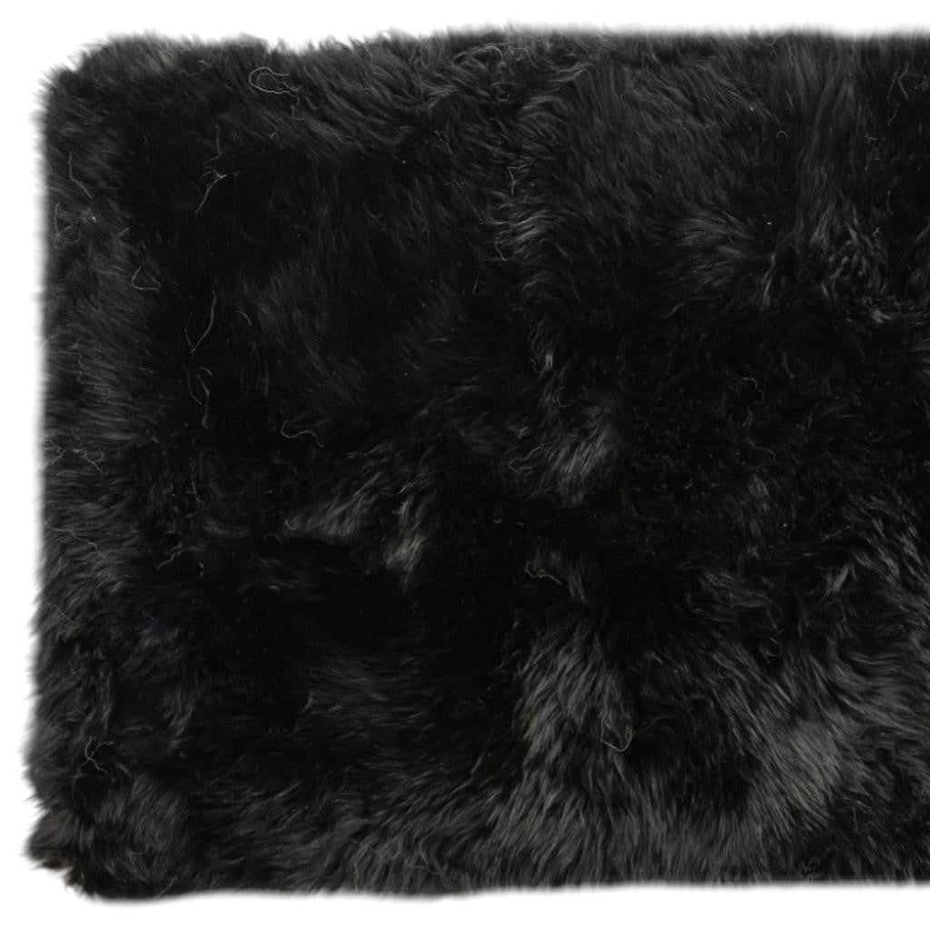 2' X 5' Black Natural Rectangular Sheepskin Area Rug-Area Rugs-DECOROLALA