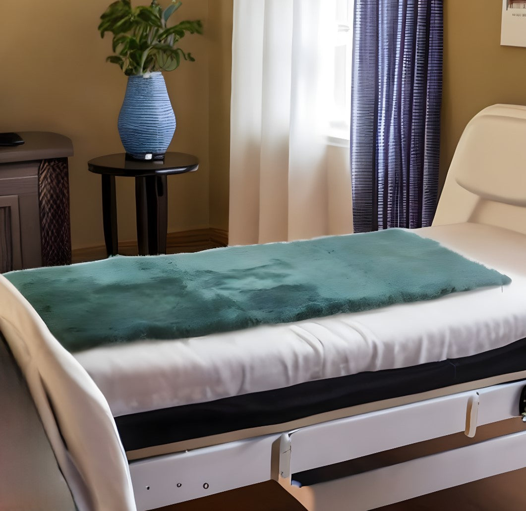 2" X 5" Green Natural Off White Medical Grade Double Sheepskin Throw Blanket-Throws & Blankets-DECOROLALA