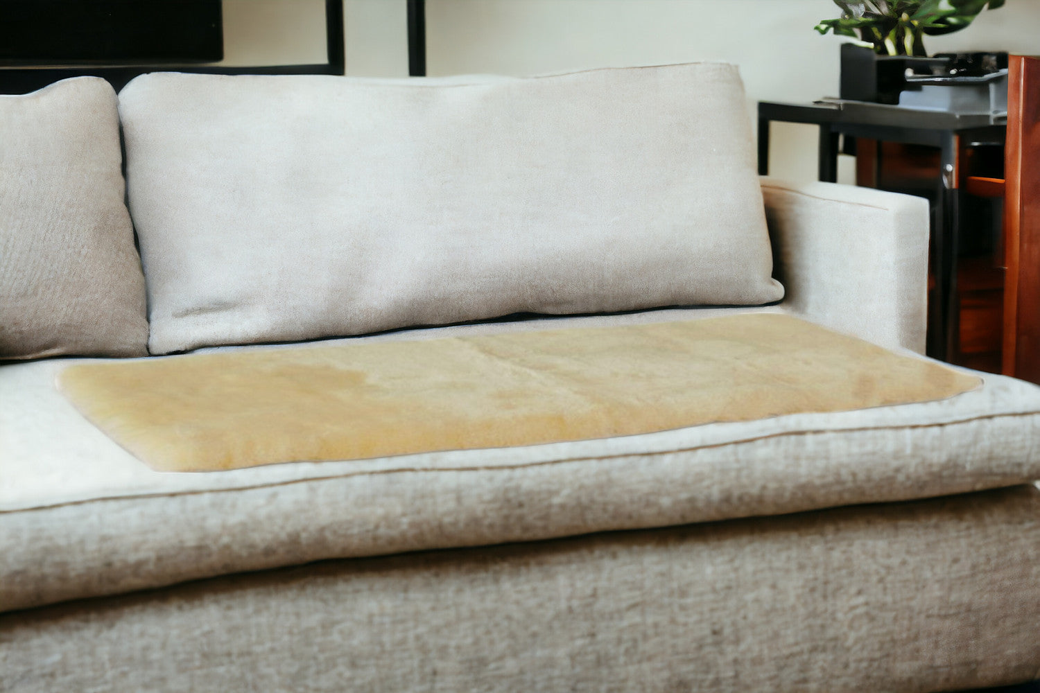 2' X 5' Natural Off White Medical Grade Double Sheepskin Throw Blanket-Throws & Blankets-DECOROLALA