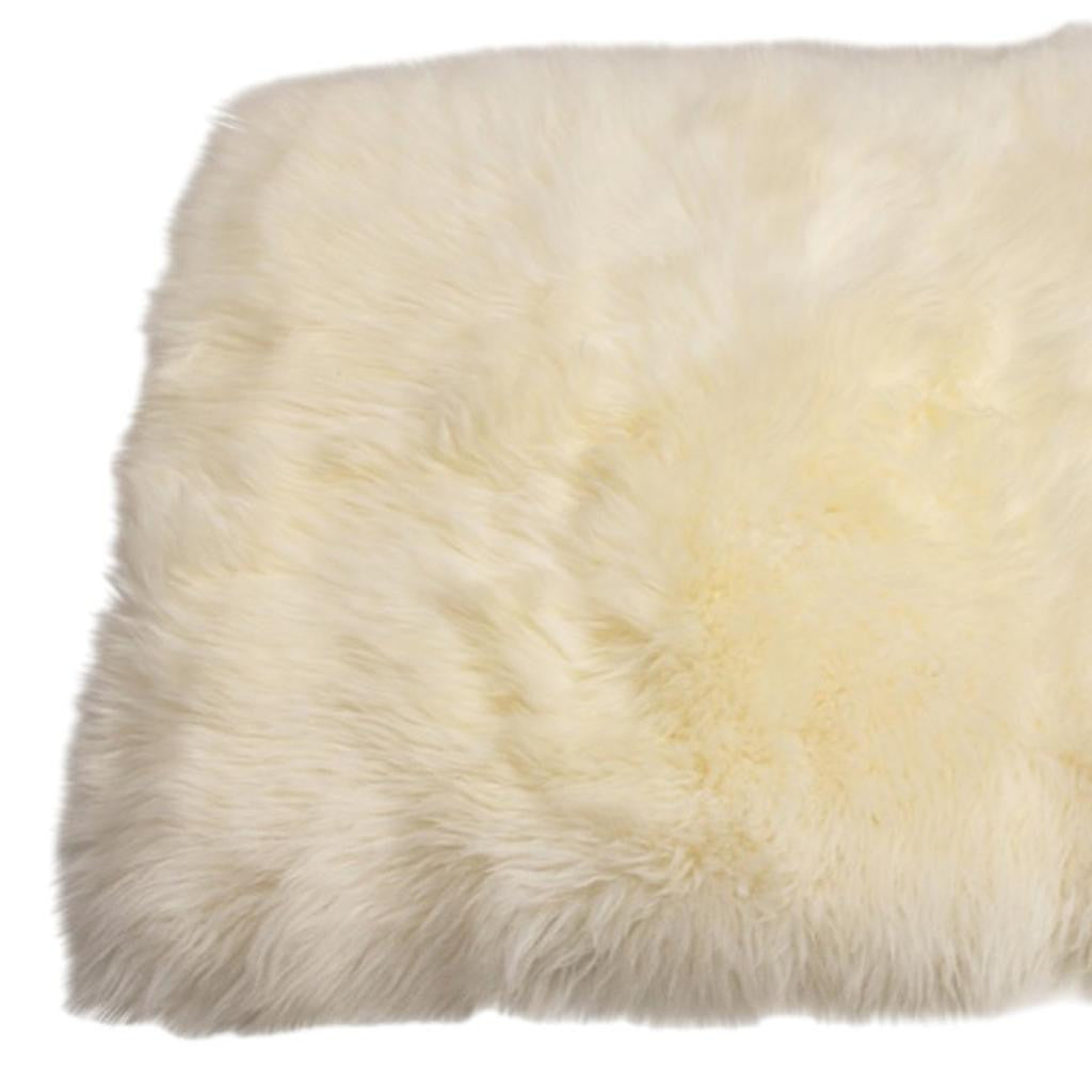 2' X 5' Natural Rectangular Sheepskin Area Rug-Area Rugs-DECOROLALA