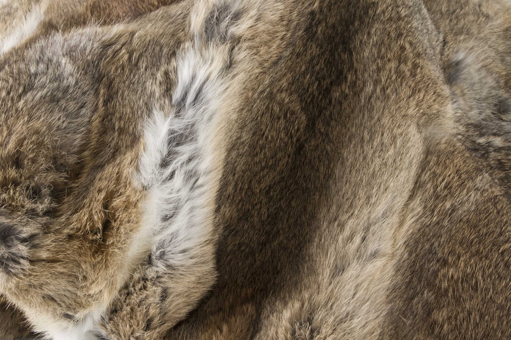 2" X 50" X 60" 100 Natural Rabbit Fur Hazelnut Throw Blanket-Throws & Blankets-DECOROLALA