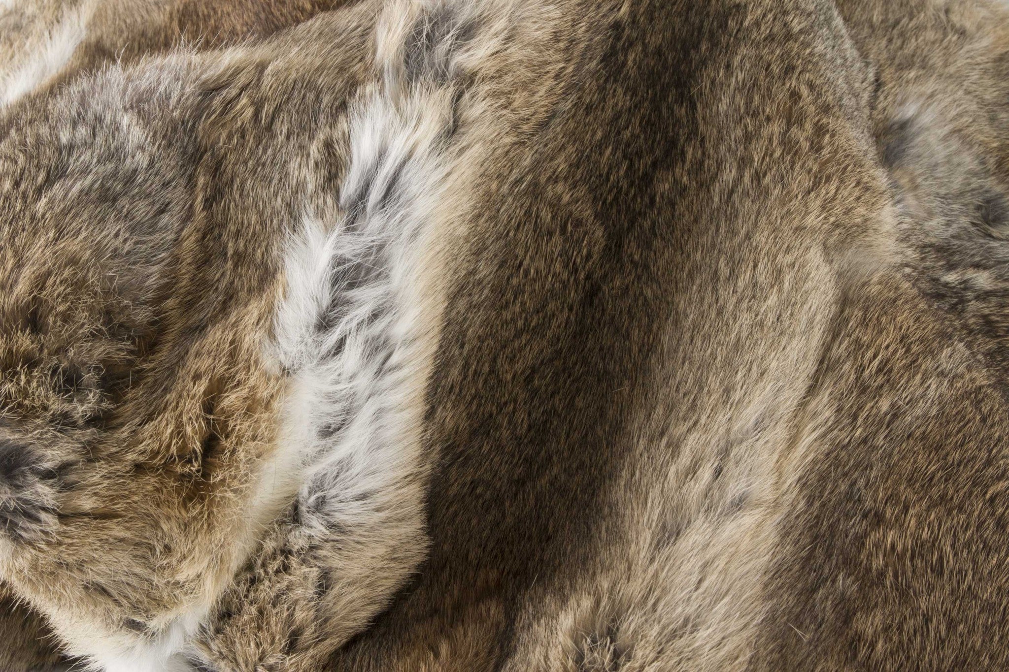 2" X 50" X 60" 100 Natural Rabbit Fur Hazelnut Throw Blanket-Throws & Blankets-DECOROLALA