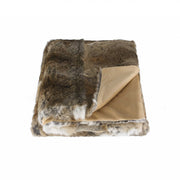 2" X 50" X 60" 100 Natural Rabbit Fur Hazelnut Throw Blanket-Throws & Blankets-DECOROLALA