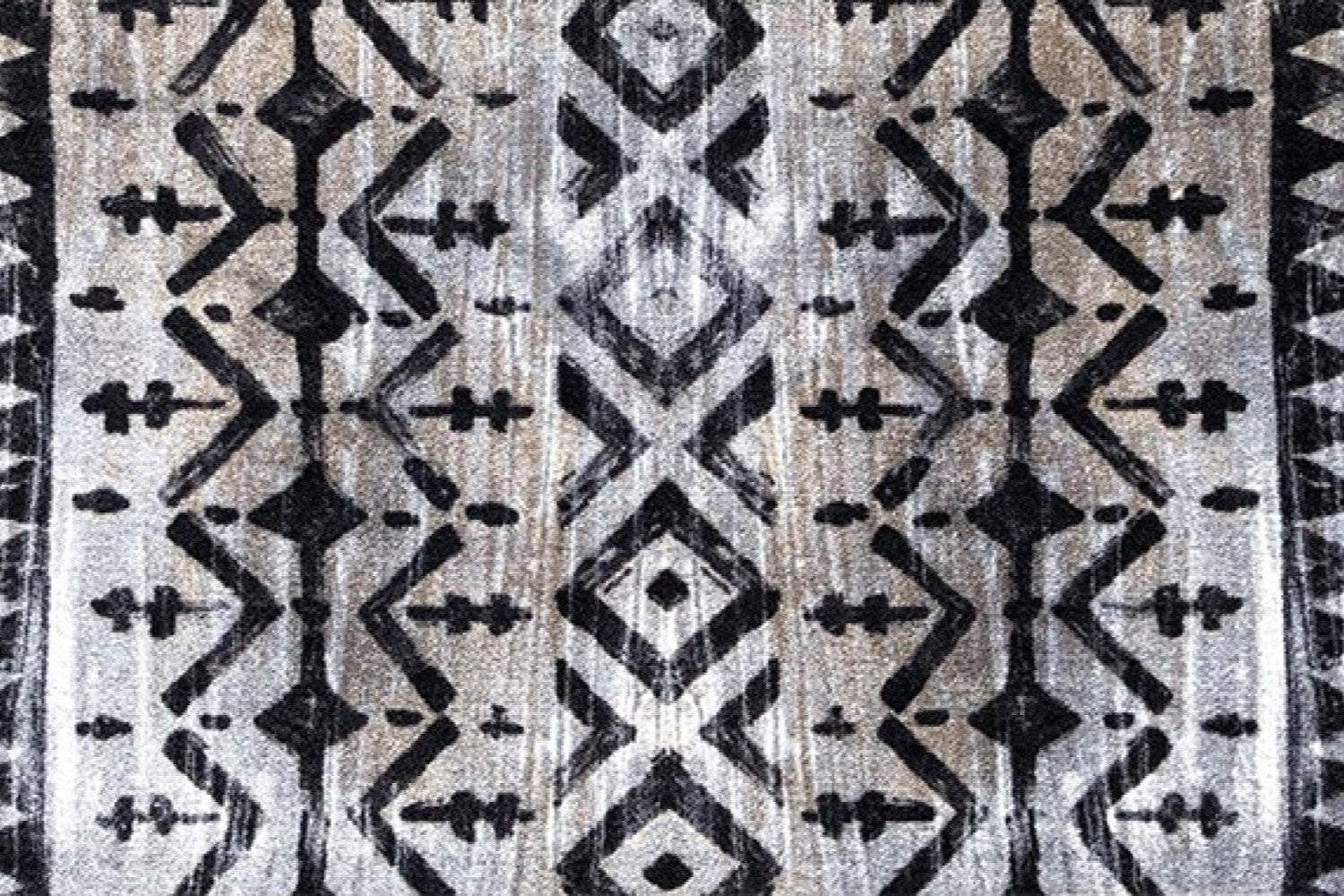 2' X 6' Black and Gray Aztec Washable Runner Rug-Area Rugs-DECOROLALA
