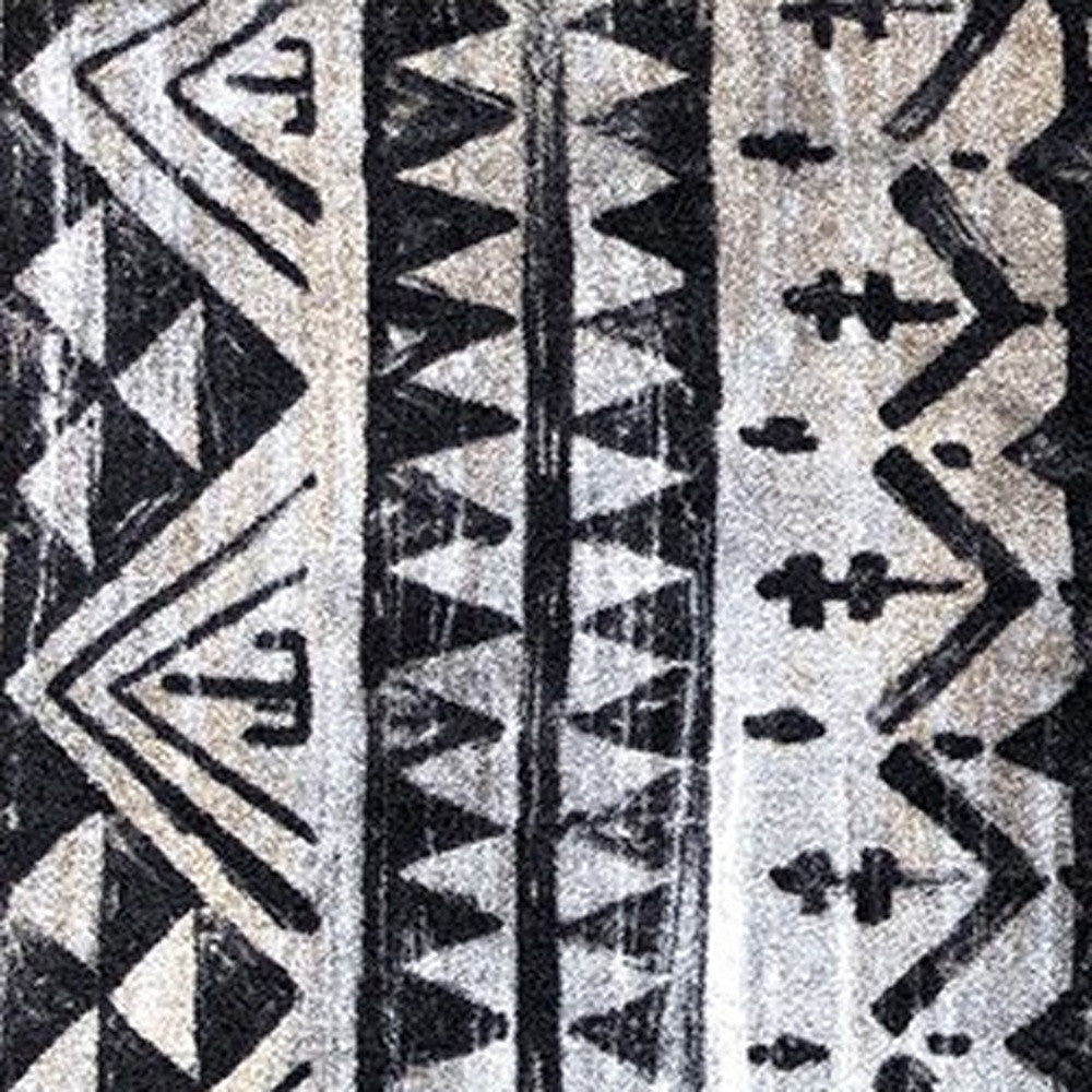 2' X 6' Black and Gray Aztec Washable Runner Rug-Area Rugs-DECOROLALA