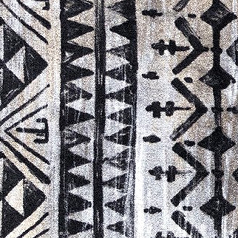 2' X 6' Black and Gray Aztec Washable Runner Rug-Area Rugs-DECOROLALA