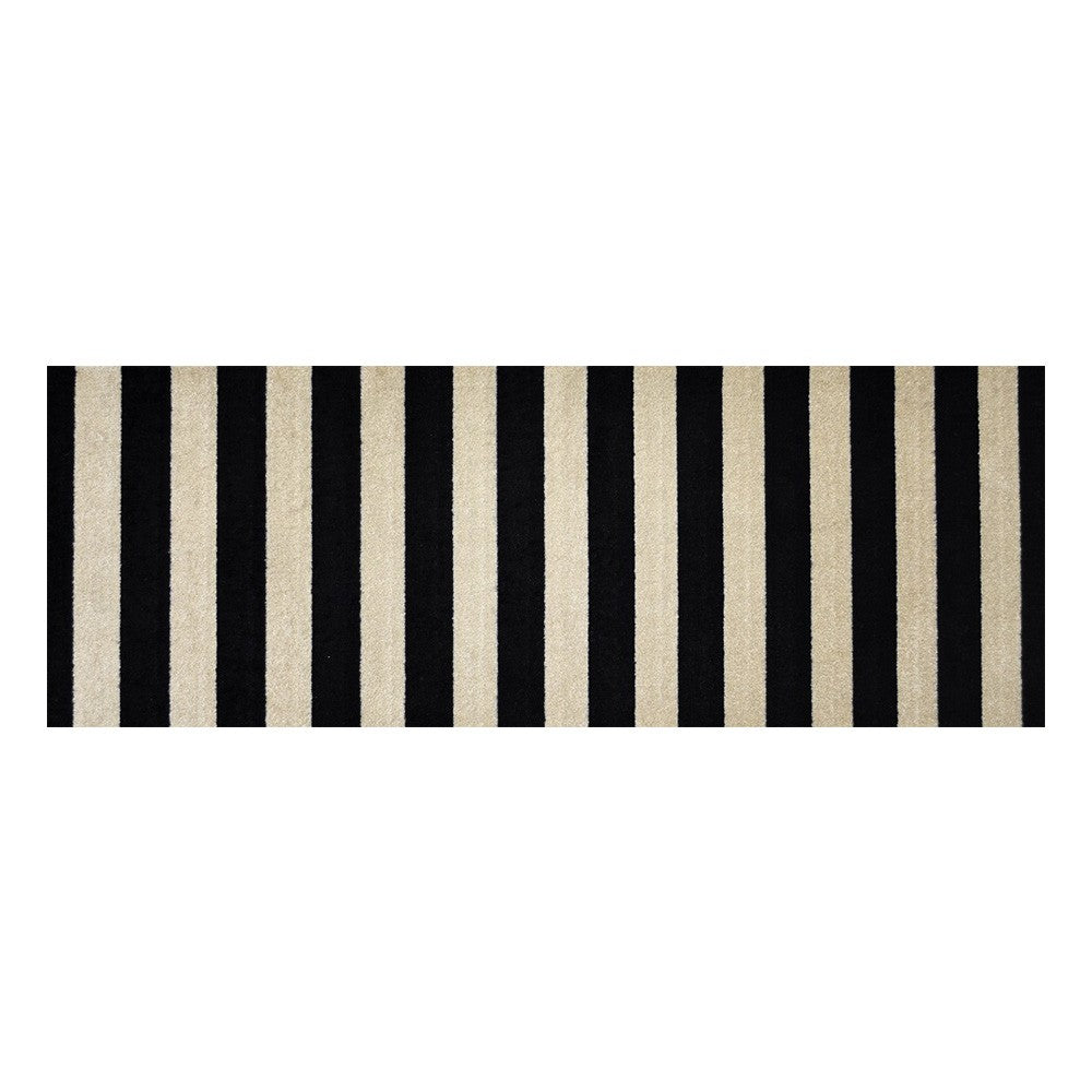 2' X 6' Black and Tan Wide Stripe Washable Runner Rug-Area Rugs-DECOROLALA