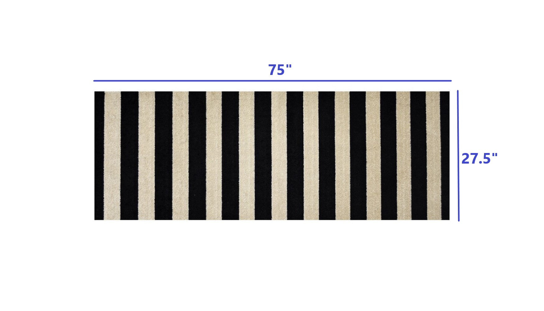 2' X 6' Black and Tan Wide Stripe Washable Runner Rug-Area Rugs-DECOROLALA