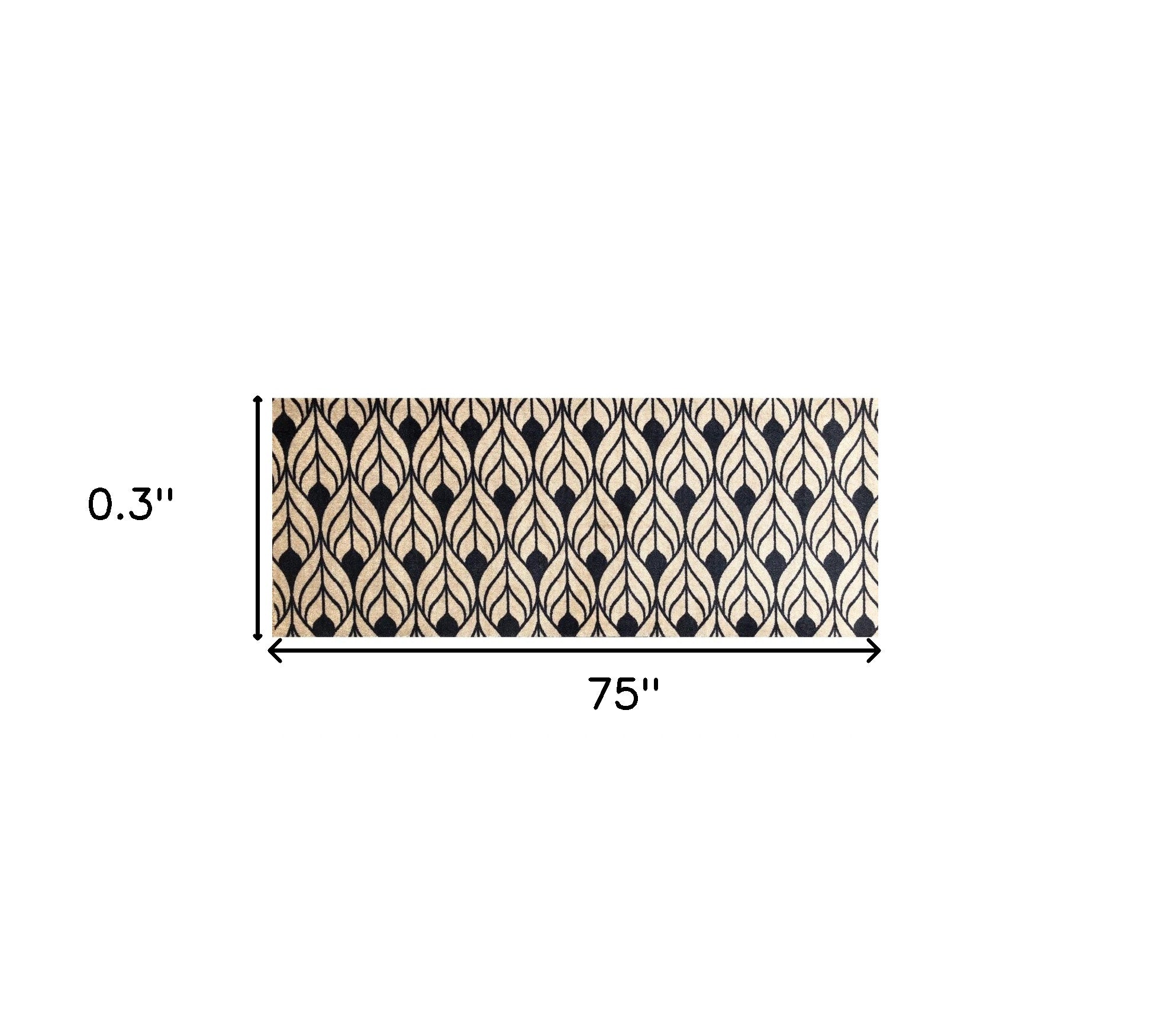 2' X 6' Graphite and Tan Abstract Leaves Washable Runner Rug-Area Rugs-DECOROLALA