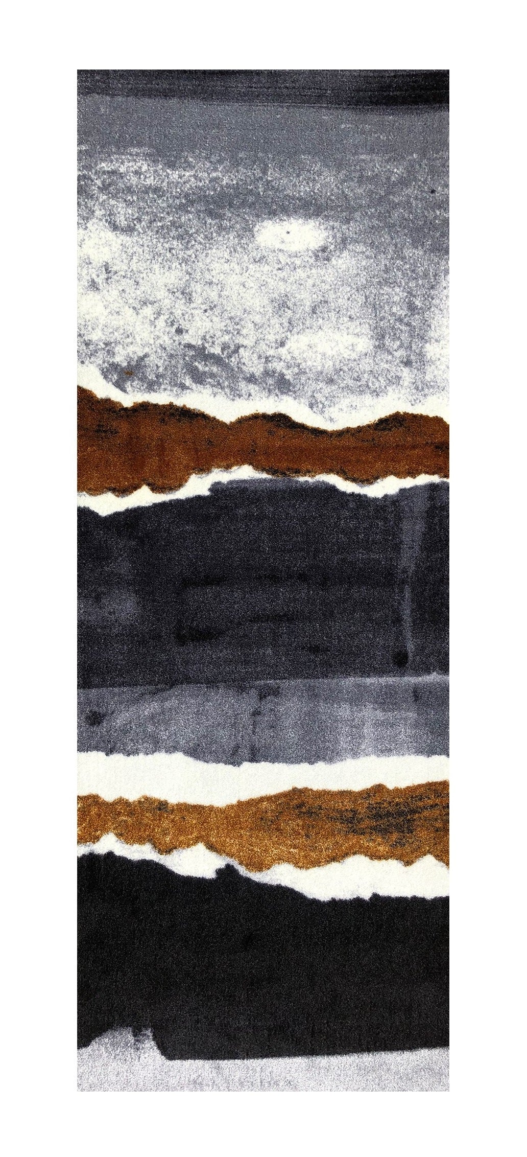 2' X 6' Gray and Brown Abstract Southwest Washable Runner Rug-Area Rugs-DECOROLALA
